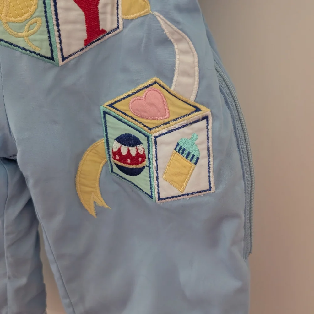 $ Vintage London Fog Embroidered‎ Light Blue Baby Snow Suit